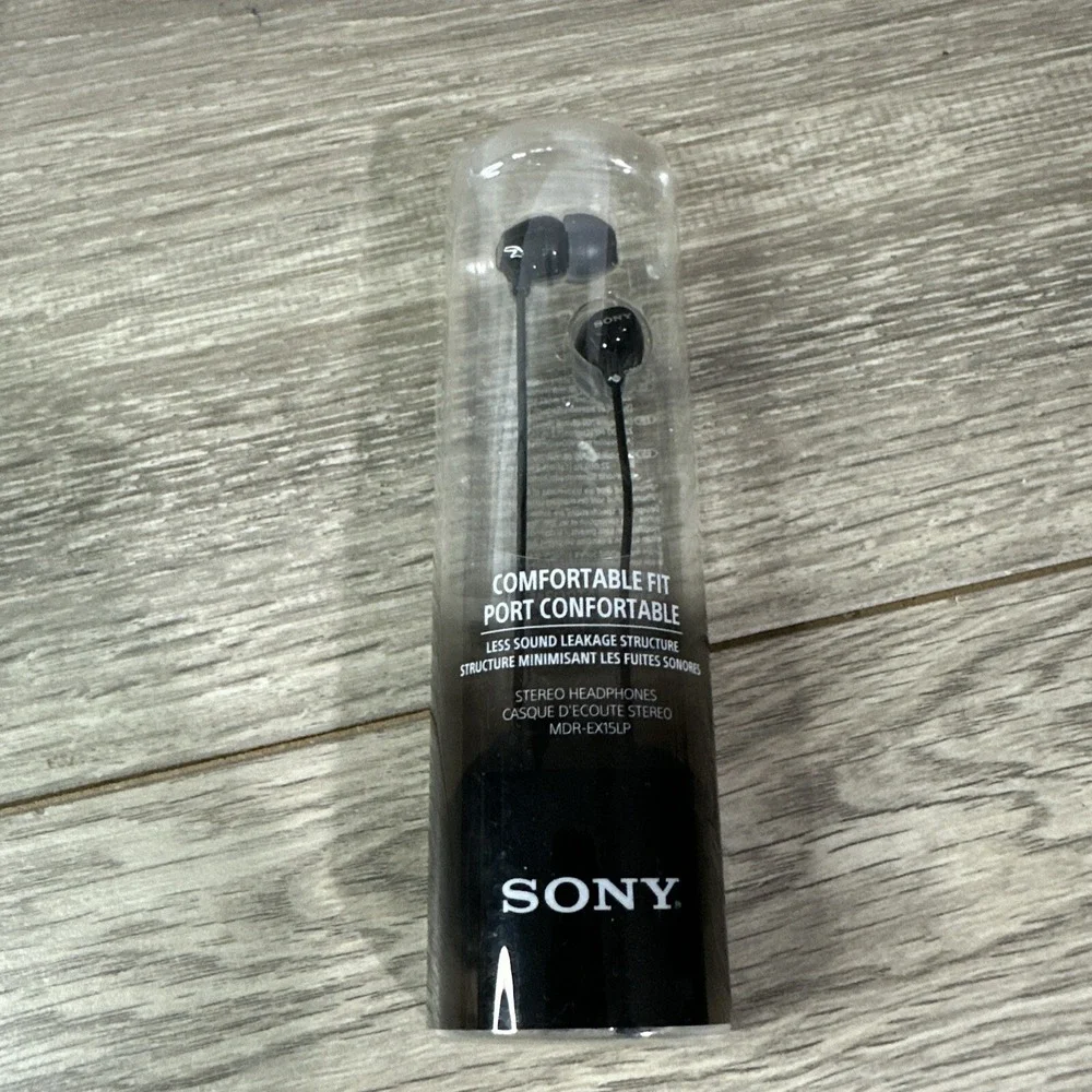 Sony MDR-EX15LP Wired In-Ear Headphones Black New Comfortable Fit Stereo Earbuds